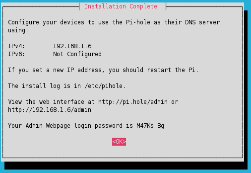 pihole password