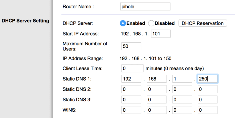 pihole router dns