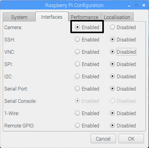 Pannello Raspberry Pi Configuration